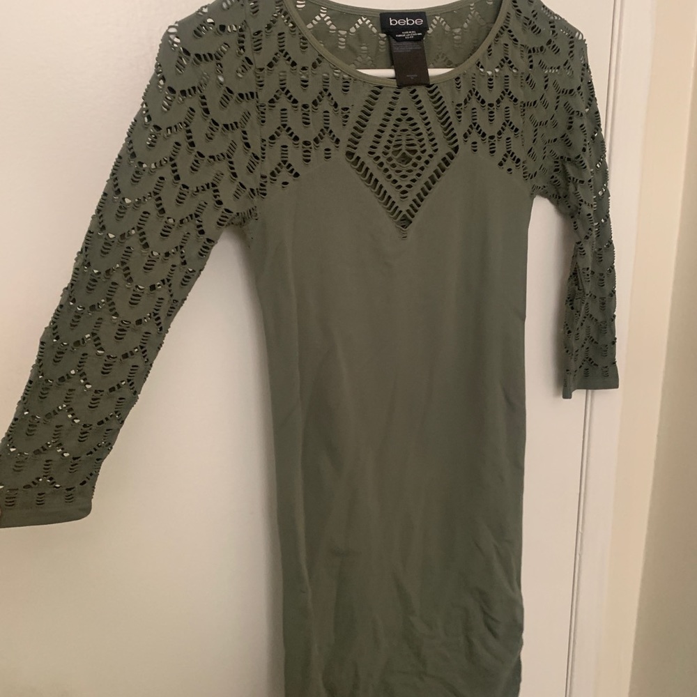 Olive green bebe cutout dress! Never before worn!
